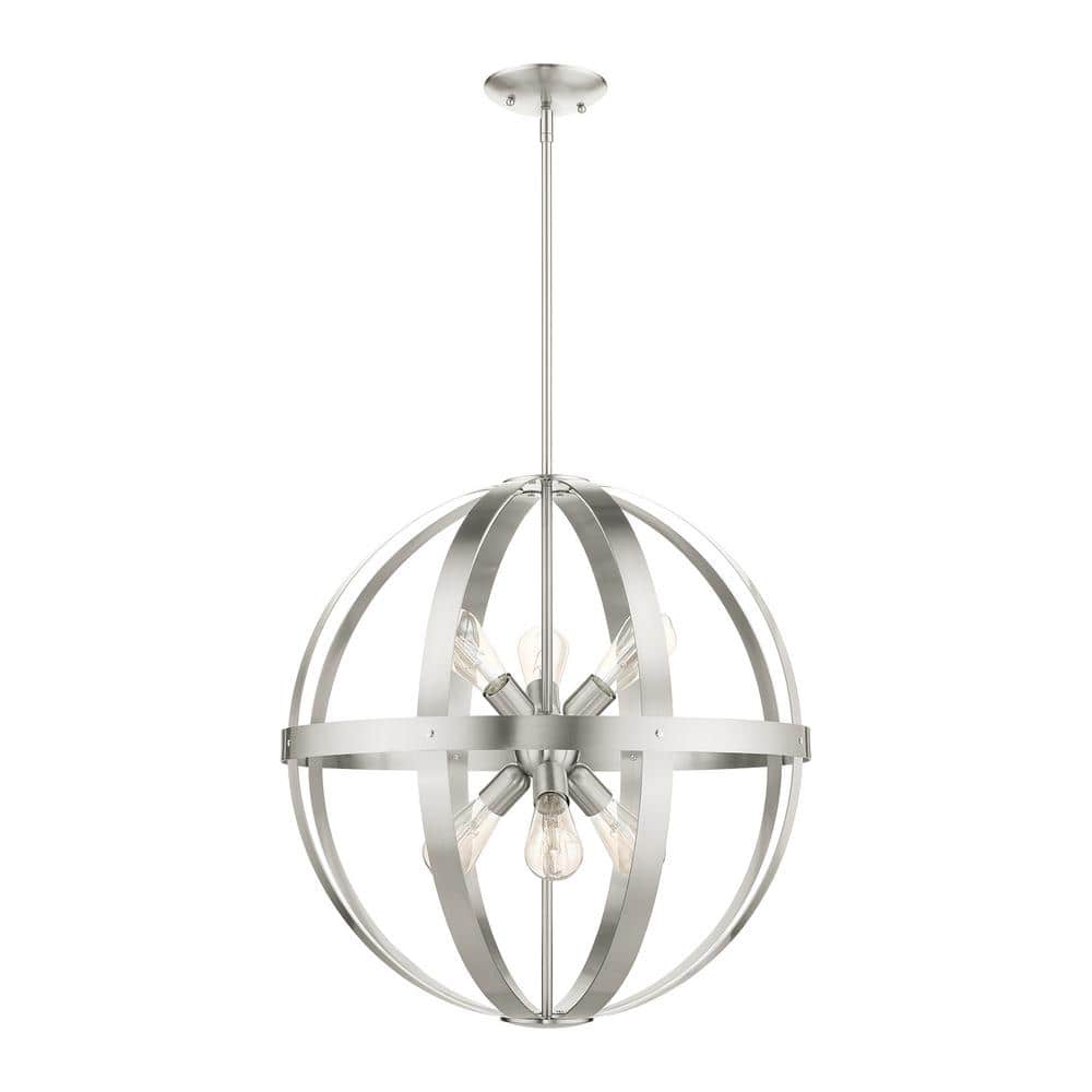 Brushed Nickel Sputnik 6-Light Pendant Chandelier