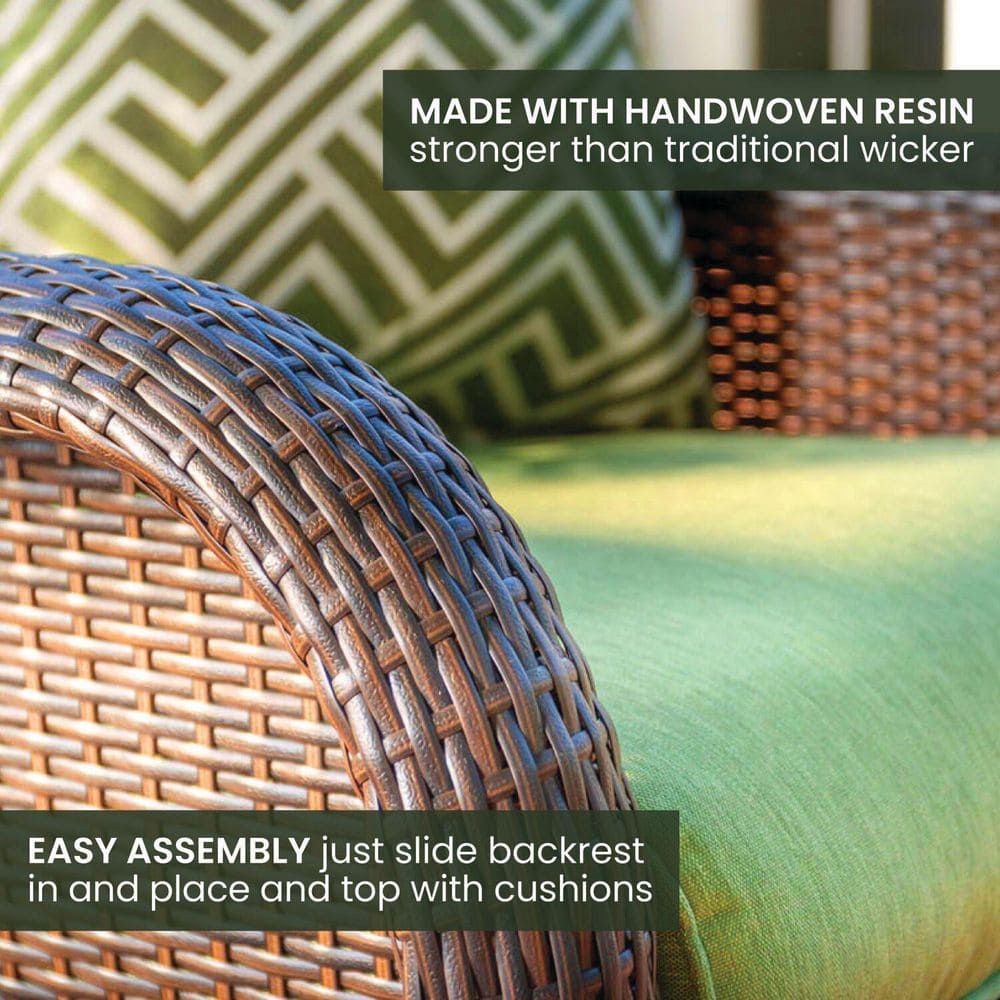 Cilantro Green Wicker and Steel Outdoor Reclining Lounge Chair