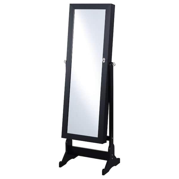 Coaster Tutuola Black Wood Jewelry Cheval Mirror 20 in. W Jewelry Armoire