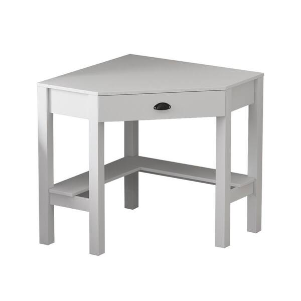 Fufu Gaga White Triangle Corner Table Console With Drawers And Storage Shelves Side Writing Kf260020 Fufu Gaga White Triangle Corner Table, Corner Side Table With Drawer