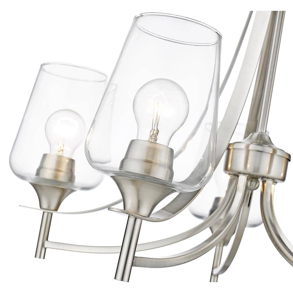 Joliet 5-Light Brushed Nickel Glass Shade Chandelier