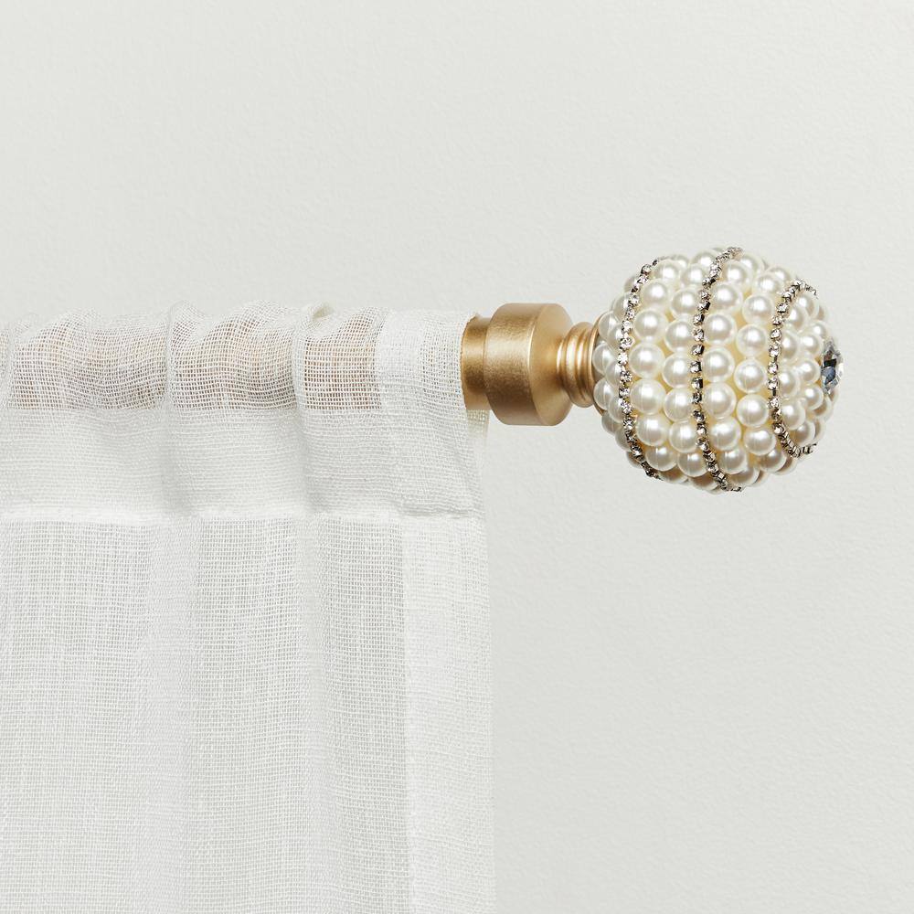 Gold Adjustable Curtain Rod with Faux Pearl Finials