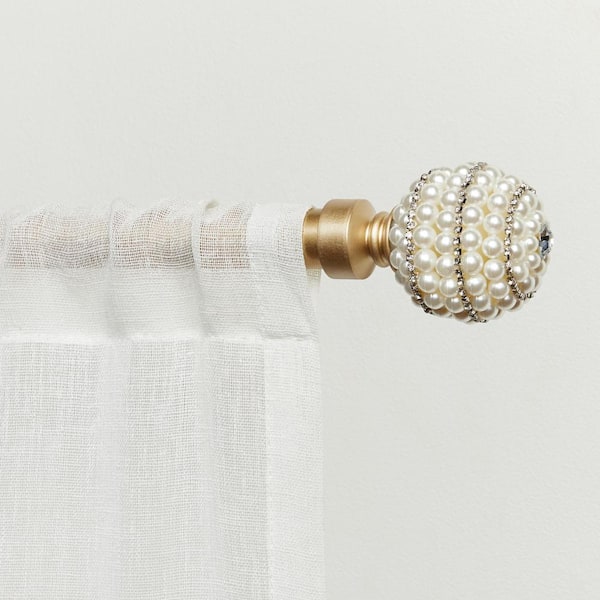 Diana 66 in. - 120 in. Adjustable 1 in. Single Curtain Rod Kit in Gold with Finial