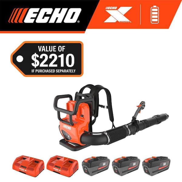 56V 195 MPH 795 CFM X Series Cordless Battery Backpack Blower w/ Tube Throttle and (3) 8.0Ah Batteries (2) Dual Chargers