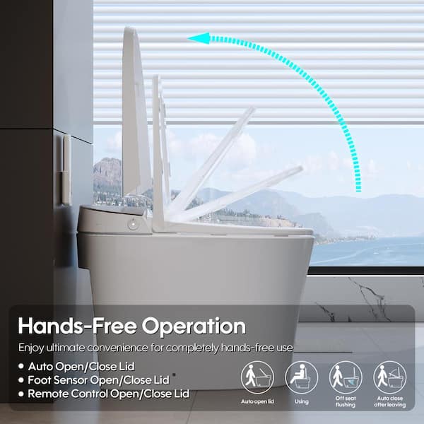 ANGELES HOME Built-in Tank Elongated Smart Toilet Bidet with Auto Flush & Heated Seat