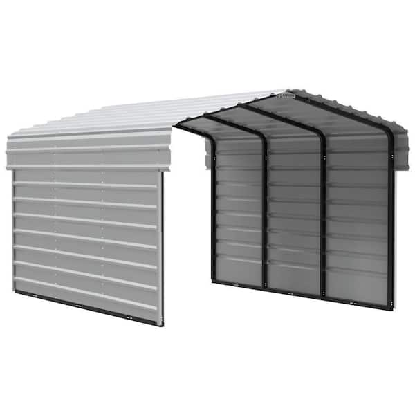 10 ft. W x 15 ft. D x 7 ft. H Eggshell Galvanized Steel Carport with 2-Side Wall Kits