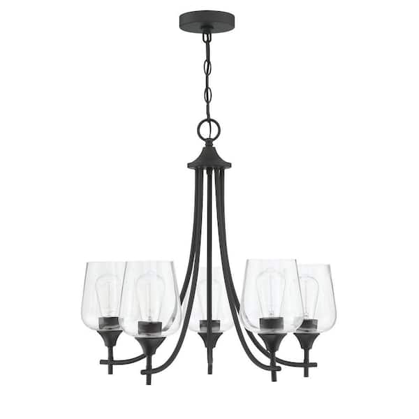 Uixe 5-Light Matte Black Vintage Chandelier