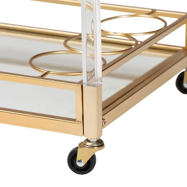 Baxton Studio Savannah Gold Wine Cart 220 12524 HD The Home Depot