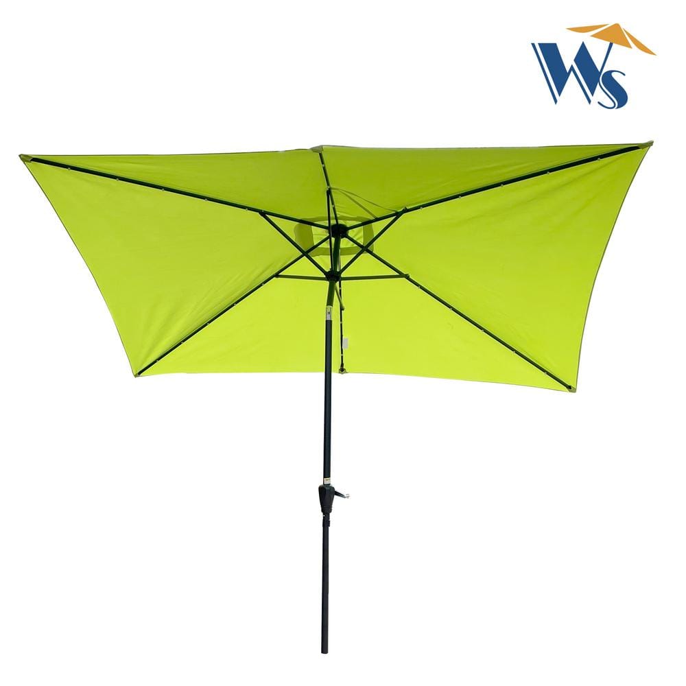 10 ft. x 6.5 ft. LED Lighted Market Solar Outdoor Umbrellas with Crank and 