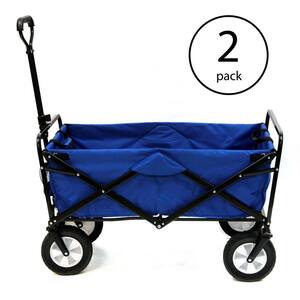 4 cu.ft. Collapsible Folding Polyester Fabric Frame Outdoor Garden Cart, Blue (2 Pack)