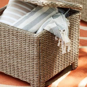 Amber Grove Brown Wicker Outdoor Accent Trunk Table