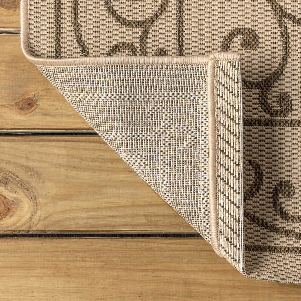 Charleston Vintage Filigree Beige & Brown 2'x8' Indoor/Outdoor Runner Rug