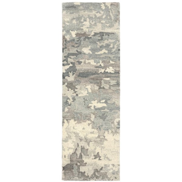 2 X 8 Gray, Charcoal Abstract Washable Area Rug Runner Rug