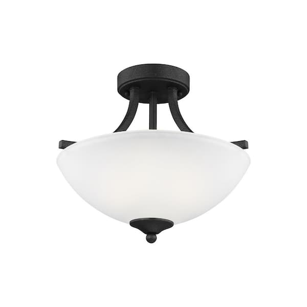 Generation Lighting Geary 2-Light Blacksmith Semi-Flush Mount Convertible Pendant with LED Bulbs