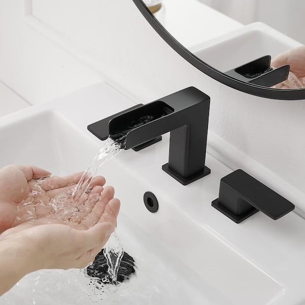 Waterfall 8 in. Widespread 2-Handle Bathroom Sink Faucet in Matte Black