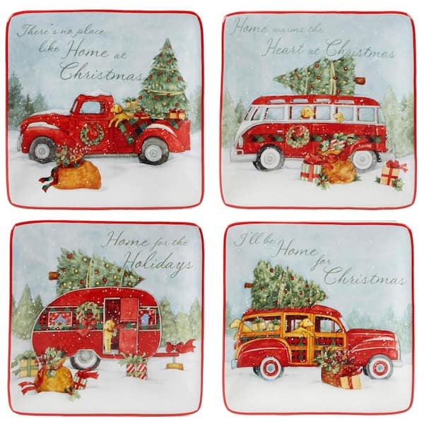 Home For Christmas Multicolor Canape Plate (Set of 4)