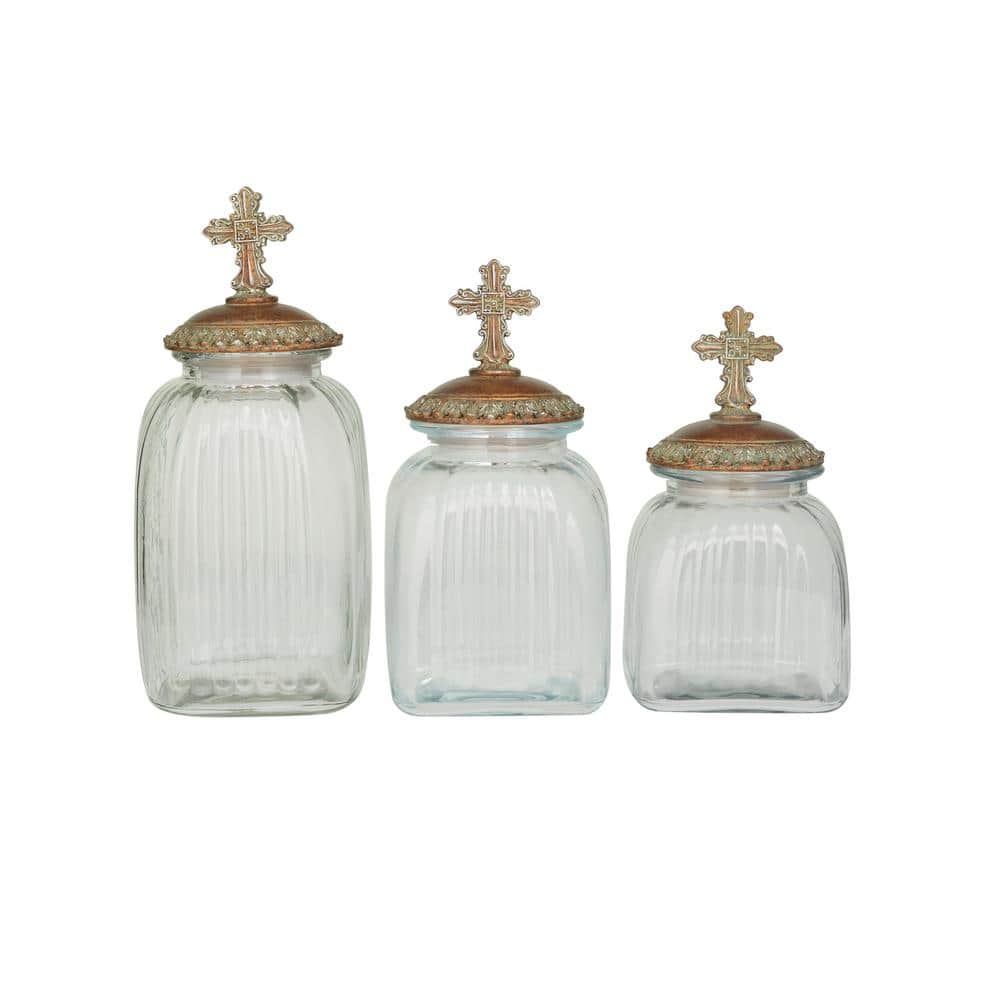 Clear Glass Farmhouse Decorative Jars, Set of 3 41048000122800 by