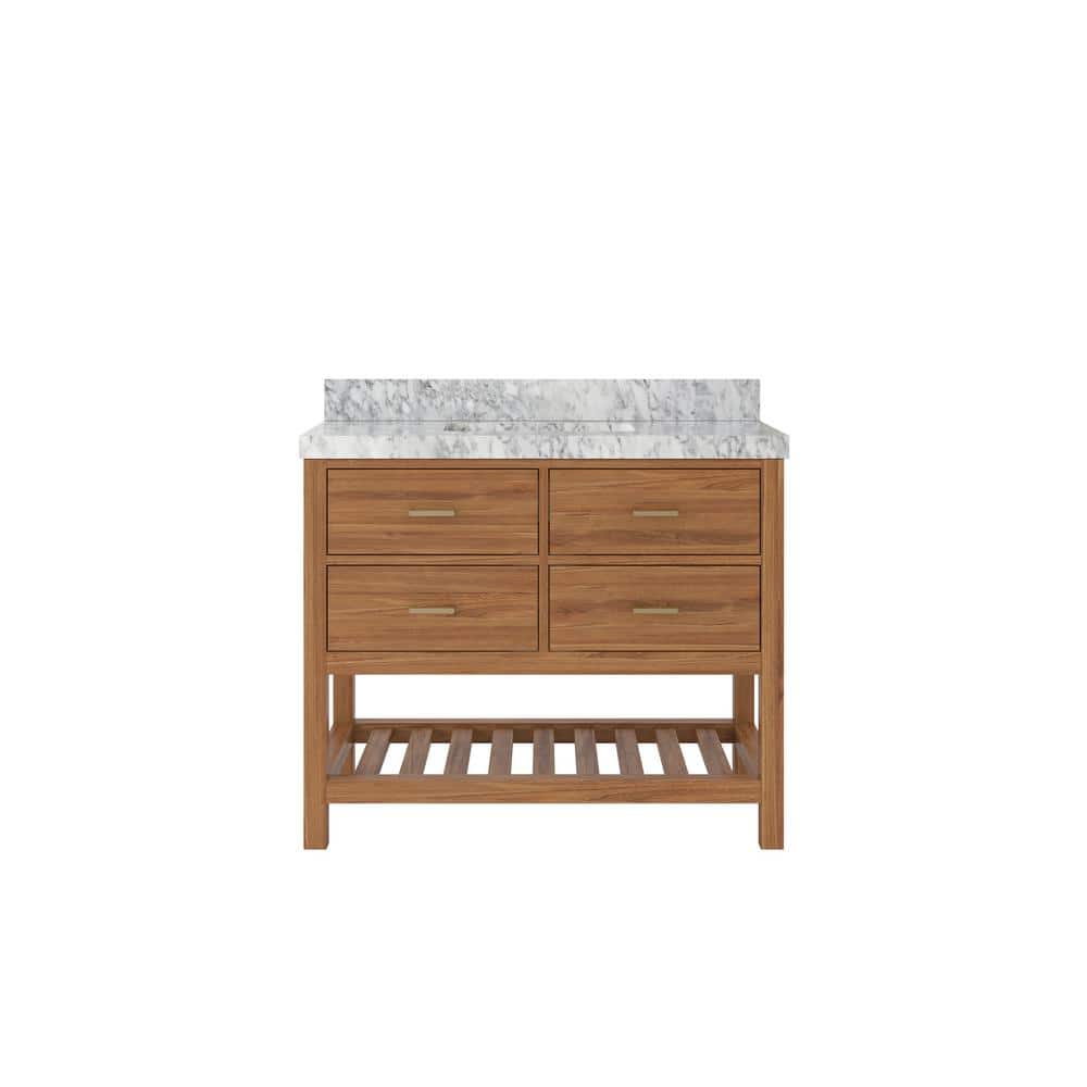 Parker Teak 42 in. W x 22 in. D x 36 in. H Single Sink Bath Vanity in Gold Teak with 2 in. Carrara Marble Top price history on PriceWatchPro