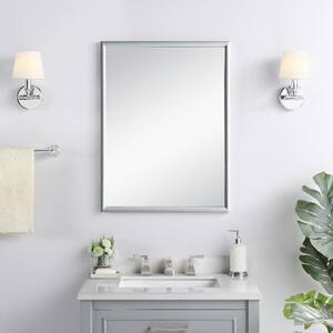 Walter 24.00 in. W x 32.00 in. H Framed Rectangular Bathroom Vanity Mirror in Dove Grey