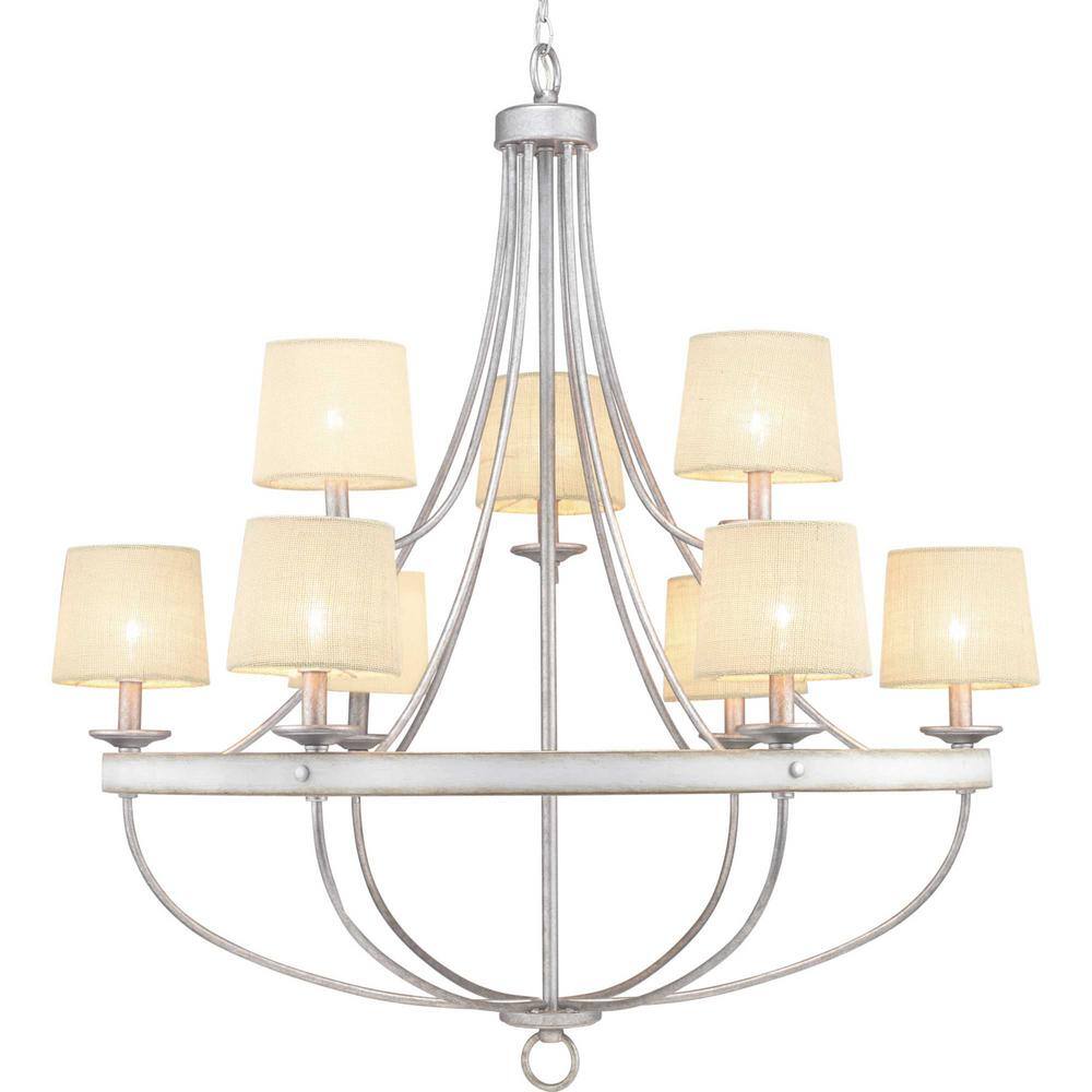 Gulliver Galvanized 9-Light Coastal Chandelier with Antique White Accents