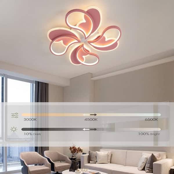 OUKANING ​​19.68 in. 1-Light Pink & White Modern Petal