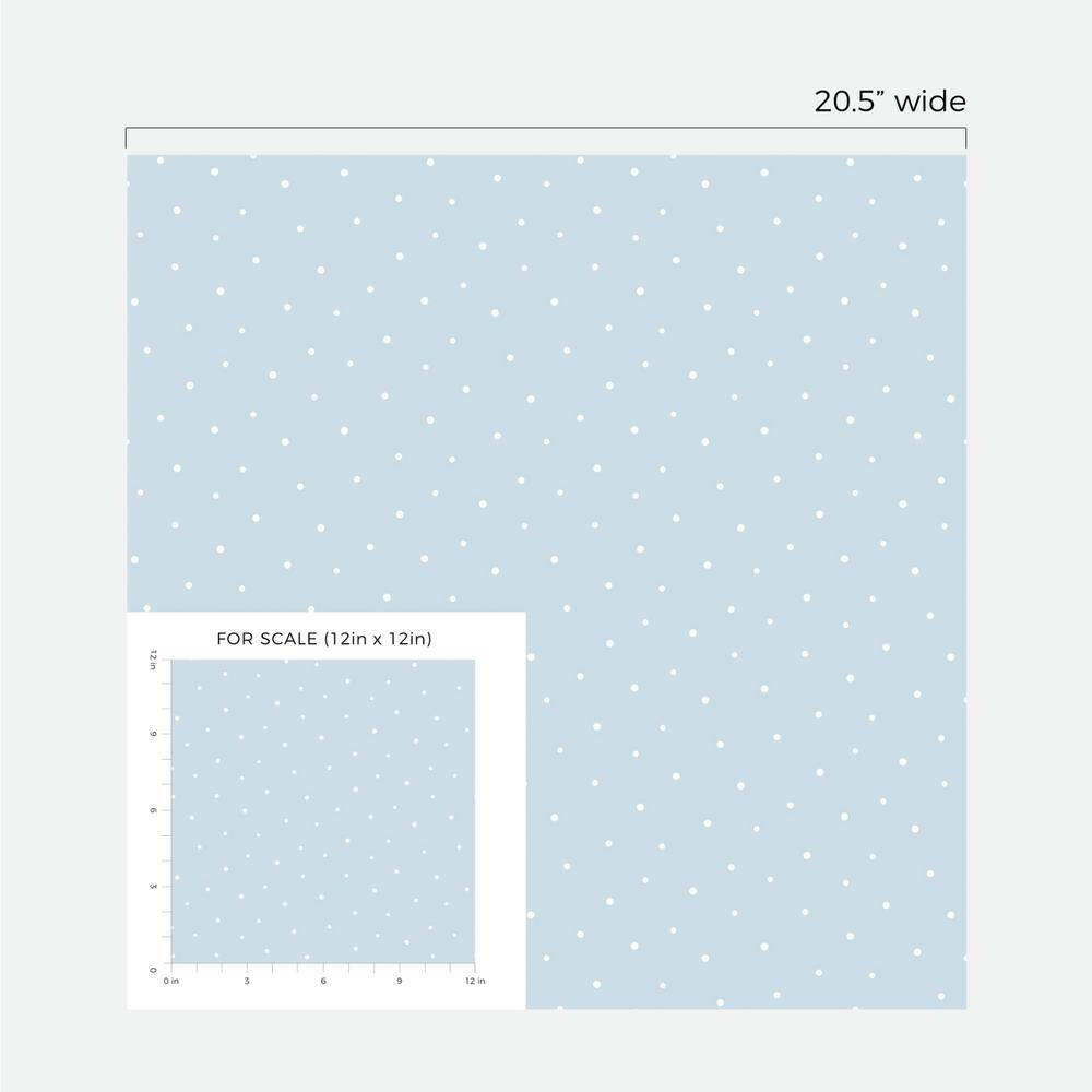 Baby Blue Self-Adhesive Vinyl Polka Dot Wallpaper Roll
