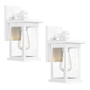 12.3 in. White Outdoor Hardwired Wall Lantern Sconce Porch Lights with No Bulbs Included