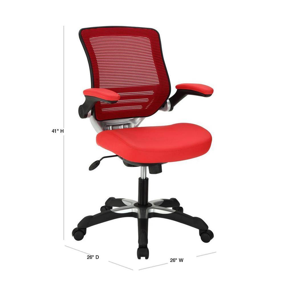 ErgoFlex Red Vinyl Swivel Office Chair with Adjustable Arms