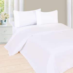 4-Piece White Solid 75 Thread Count Polyester King Sheet Set