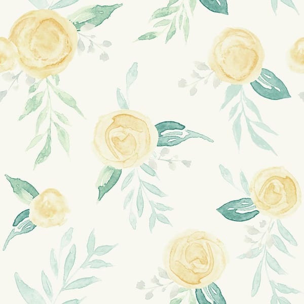 Magnolia Home by Joanna Gaines Watercolor Roses Spray and Stick Wallpaper