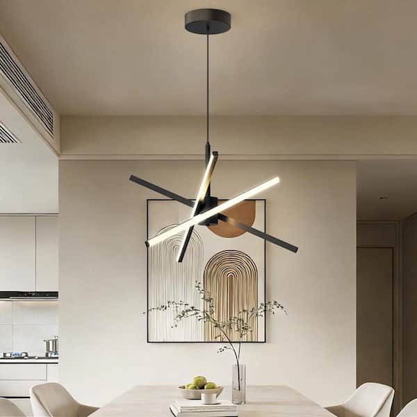 YANSUN 3-Light Black Modern Sputnik LED Chandelier Ceiling Pendant