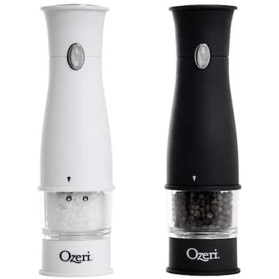 Ovente 2-in-1 Electric Salt and Pepper Grinder, 6 4AA Battery Operated, automatic, Stainless Steel (SPD121S)