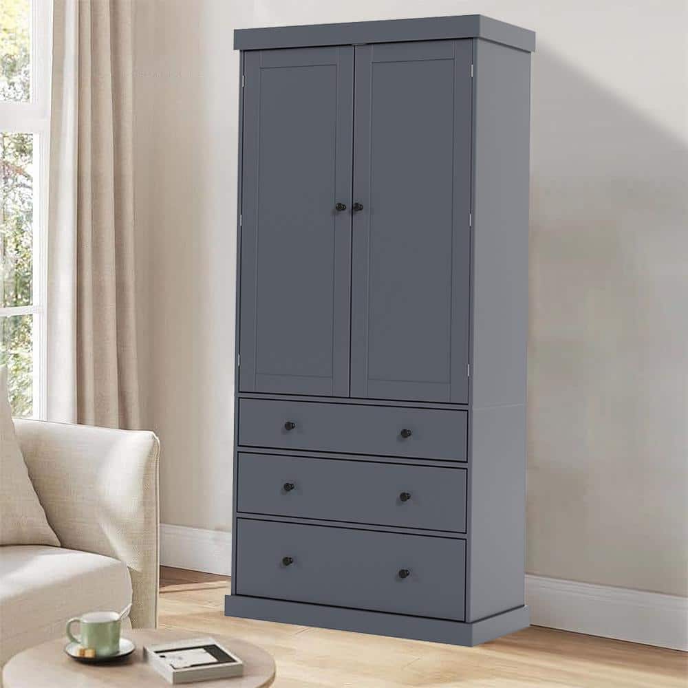 35 in. W x 17.7 in. D x 77 in. H Gray Linen Cabinet with 3 Adjustable Shelves, 8 Door Shelves, 3 Drawers price history on PriceWatchPro