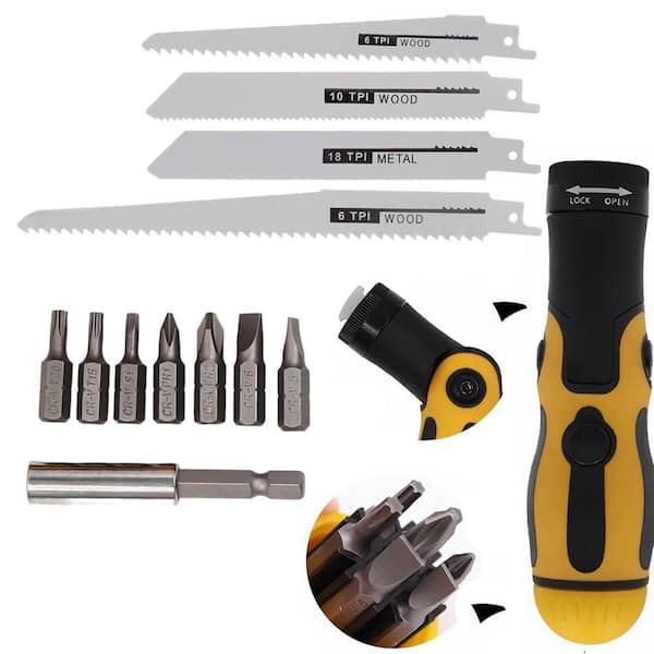 12-in-1 Multi Blades Hand Saw with Screwdriver for Wood Cutting, Plastic, Metal, Drywall, and Small Wood Projects