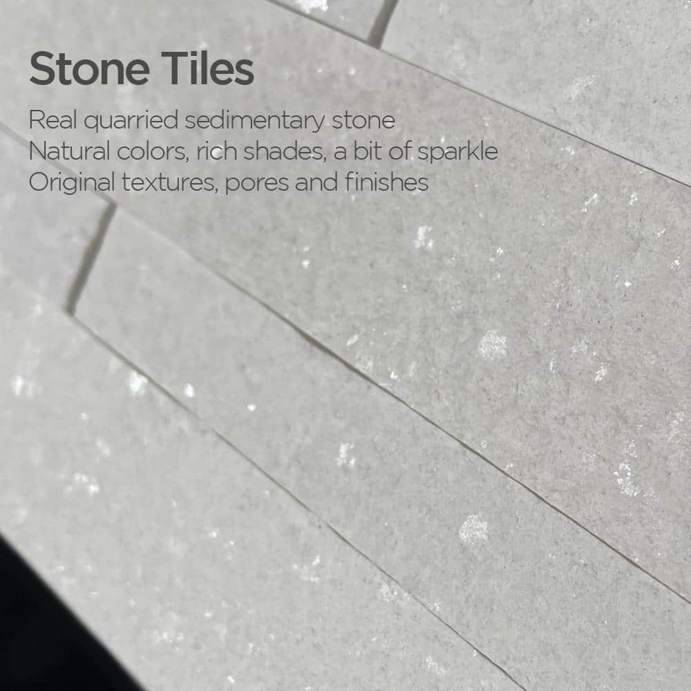 24" x 6" Crystal Warm White Stone Peel & Stick Tile