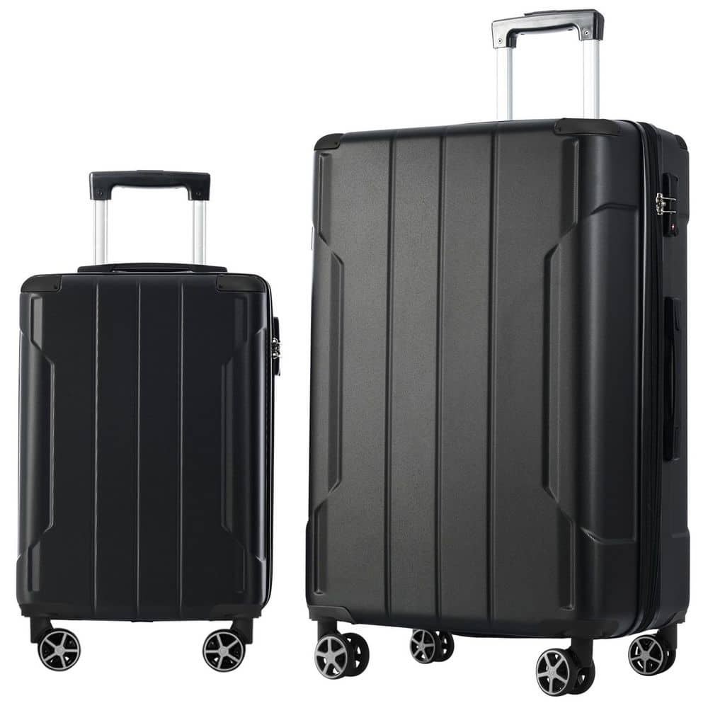 Tatahance 2-Piece Black Hardside ABS Lightweight Spinner Luggage