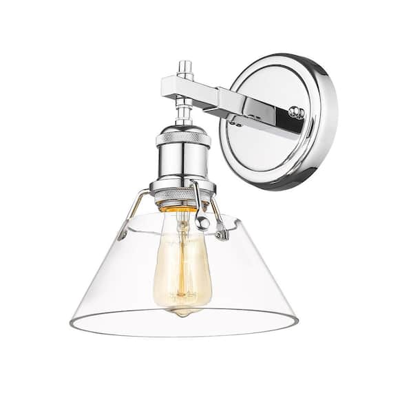 Golden Lighting Orwell 7.5 in. 1-Light Chrome and Clear Glass Wall Sconce