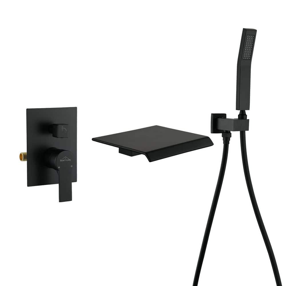 Single-Handle Wall Mount 1-Spray Tub and Shower Faucet 2.8 GPM in Matte Bla