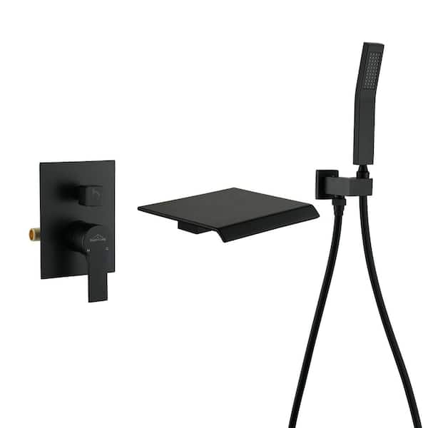 Boyel Living Single-Handle Wall Mount 1-Spray Tub and Shower Faucet 2.8 GPM in Matte Black Valve Included