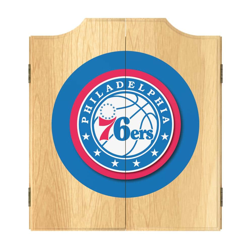 Philadelphia 76ers Logo 20.5 in. Dart Board with Cabinet, Darts and Scorebo