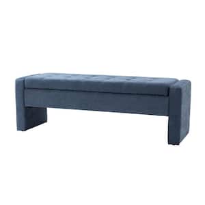 Irene 55.1 in. W x 16.1in. D x 17.7 in. H Navy Storage Bench with Tufted Design