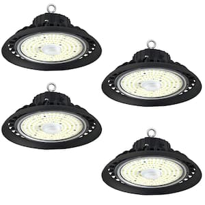 100-Watt Integrated LED Dimmable Balck High Bay Light 16000LM 5000K Daylight Commercial UFO High Bay Light, IP65 (4Pack)