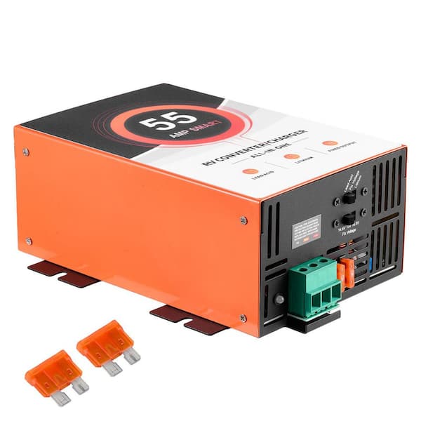 RV Power Converter, 55 Amp, 110V AC to 12V DC RV Converter Battery Charger, Multi Stage Smart Charging, 13V to 16.5V