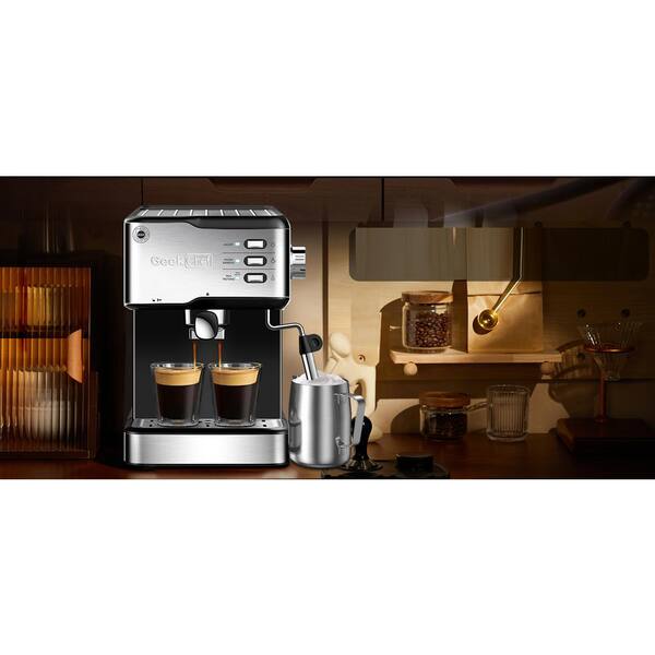 Elexnux 2-Cup Black 20 Bar Professional Compact Espresso Machine