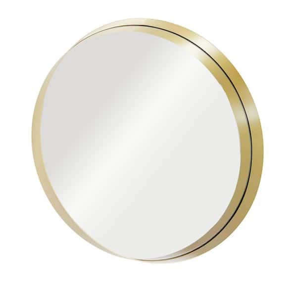 23 in. W x 23 in. H Round Metal Frame Bathroom Vanity Wall Mirror in Brushed Gold