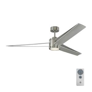 Armstrong 60 in. LED Indoor/Outdoor Brushed Steel Ceiling Fan with Silver Blades with Light Kit and Remote Control