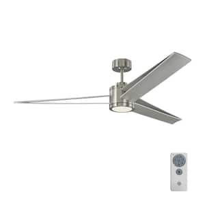 Armstrong 60 in. Integrated LED Indoor/Outdoor Brushed Steel Ceiling Fan with Light Kit, DC Motor and Remote Control