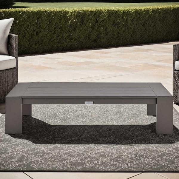 Armen Living Koda Brown Rectangular Aluminum Outdoor Coffee Table