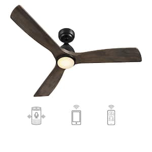 Sawyer 48 in. Dimmable LED Indoor/Outdoor Black Smart Ceiling Fan with Light and Remote, Works with Alexa/Google Home