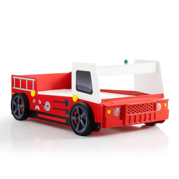 Furniture of America Mitta Red Fire Truck Youth Twin Bed With